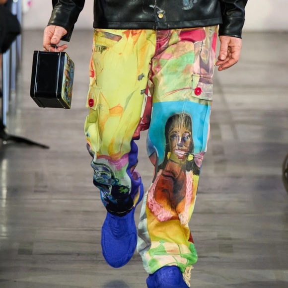 RARE KidSuper “Breathing Life into the Inanimate” Print Silky Cargo Pants - Picture 3 of 16